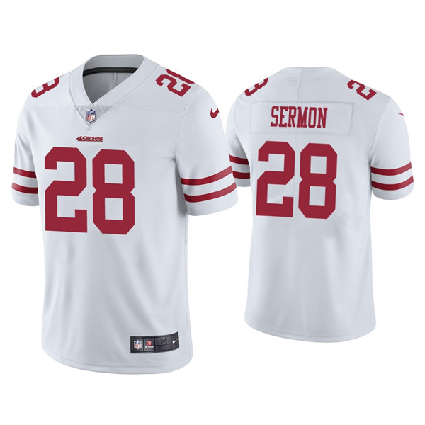 Men's 49ers #28 Trey Sermon White Jersey Vapor Limited Jersey Men's 49ers #28 Trey Sermon White Jersey Vapor Limited Jersey