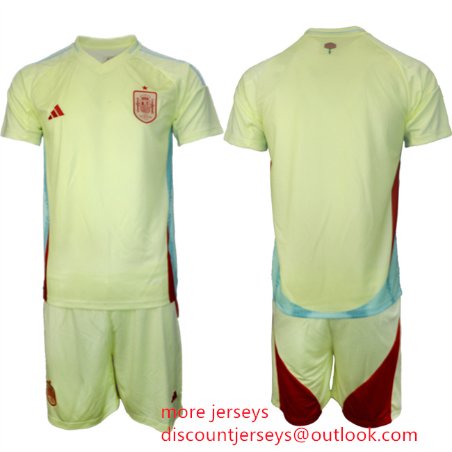 Men's Spain Team Blank 2024-25 Yellow Away Soccer Jersey Suit