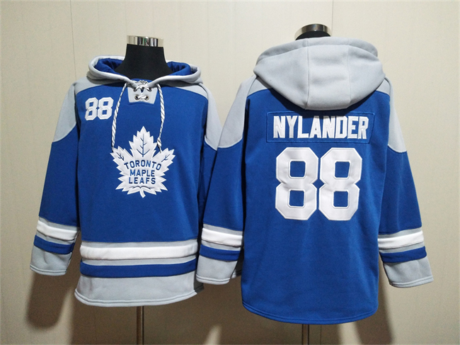 Men's Toronto Maple Leafs #88 William Nylander Blue Ageless Must-Have Lace-Up Pullover Hoodie Men's Toronto Maple Leafs #88 William Nylander Blue Ageless Must-Have Lace-Up Pullover Hoodie