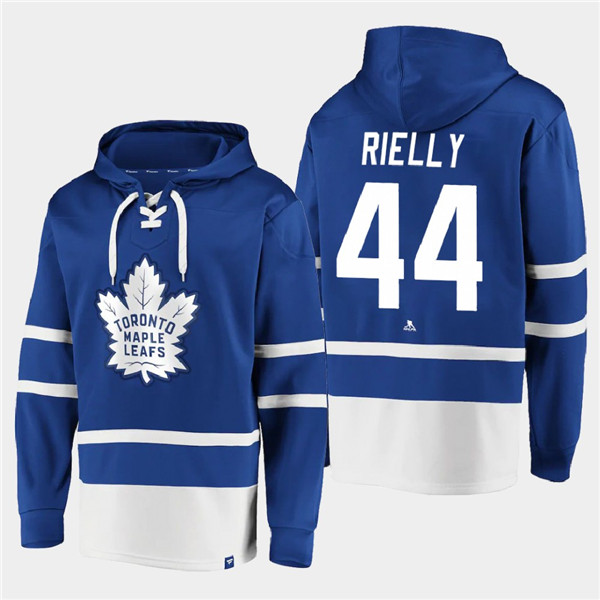 Men's Toronto Maple Leafs #44 Morgan Rielly Blue All Stitched Sweatshirt Hoodie Men's Toronto Maple Leafs #44 Morgan Rielly Blue All Stitched Sweatshirt Hoodie