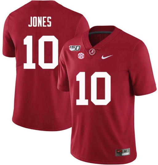 Men's Alabama Crimson Tide #10 Mac Jones 150th Anniversary Jersey Red