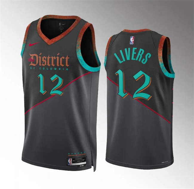 Men's Washington Wizards #12 Isaiah Livers Black 2023 24 City Edition Stitched Basketball Jersey Men's Washington Wizards #12 Isaiah Livers Black 2023 24 City Edition Stitched Basketball Jersey