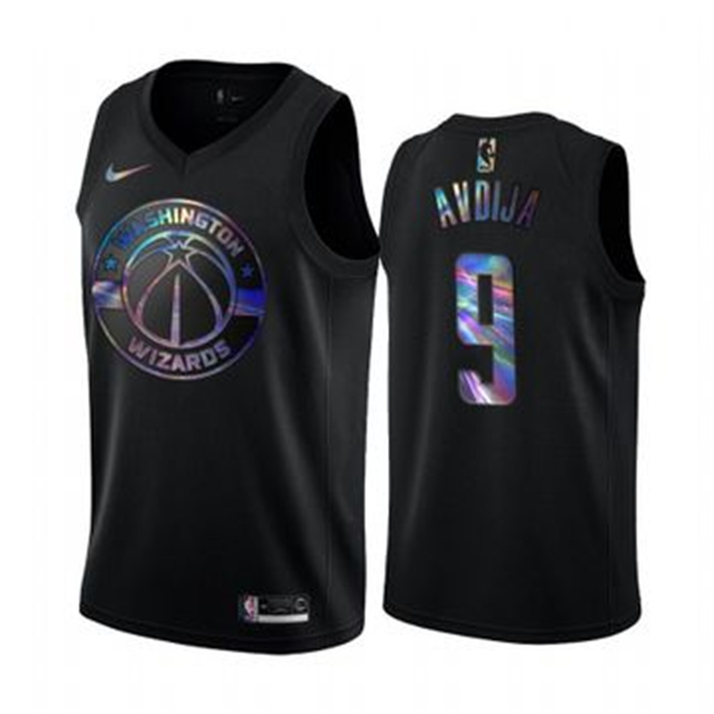 Nike Wizards #9 Deni Avdija Men's Iridescent Holographic Collection NBA Jersey - Black Nike Wizards #9 Deni Avdija Men's Iridescent Holographic Collection NBA Jersey - Black
