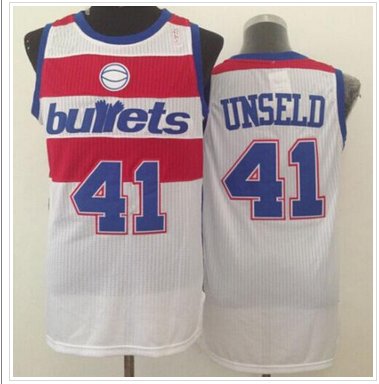 Washington Wizards #41 Wes Unseld White Bullets Throwback Stitched NBA Jersey