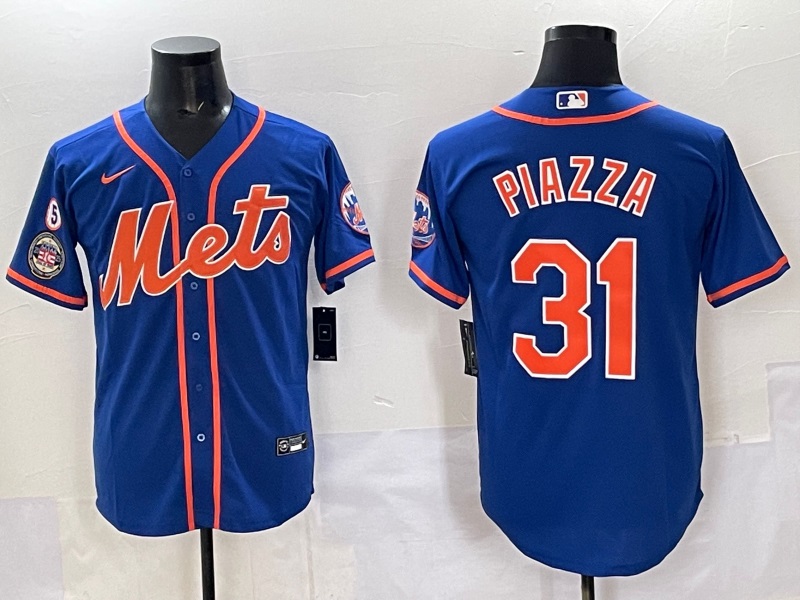Men's New York Mets #31 Mike Piazza Blue With Patch Cool Base Stitched Baseball Jersey Men's New York Mets #31 Mike Piazza Blue With Patch Cool Base Stitched Baseball Jersey