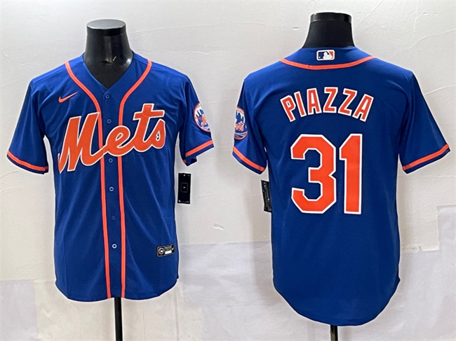 Men's New York Mets #31 Mike Piazza Blue Cool Base Stitched Baseball Jersey Men's New York Mets #31 Mike Piazza Blue Cool Base Stitched Baseball Jersey