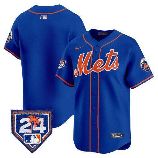 Men's New York Mets Blank Royal 2024 Spring Training V2 Limited Stitched Baseball Jersey Men's New York Mets Blank Royal 2024 Spring Training V2 Limited Stitched Baseball Jersey
