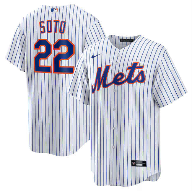 Men's New York Mets #22 Juan Soto White 2024 Cool Base Limited Stitched Baseball Jersey Men's New York Mets #22 Juan Soto White 2024 Cool Base Limited Stitched Baseball Jersey