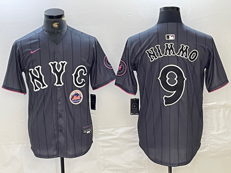 Men's New York Mets #9 Brandon Nimmo Graphite 2024 City Connect Limited Stitched Baseball Jersey_副本 Men's New York Mets #9 Brandon Nimmo Graphite 2024 City Connect Limited Stitched Baseball Jersey_副本