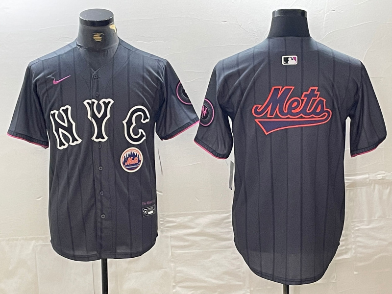 Men's New York Mets Team Big Logo Graphite 2024 City Connect Limited Stitched Baseball Jersey 10 Men's New York Mets Team Big Logo Graphite 2024 City Connect Limited Stitched Baseball Jersey 10