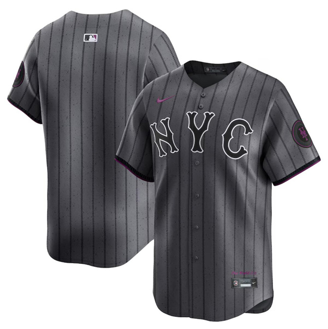 Men's New York Mets Blank Graphite 2024 City Connect Limited Stitched Baseball Jersey Men's New York Mets Blank Graphite 2024 City Connect Limited Stitched Baseball Jersey