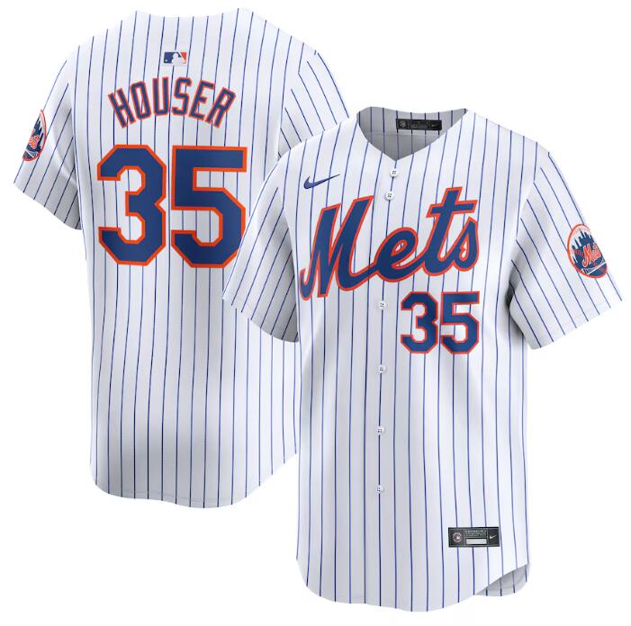 Men's New York Mets #35 Adrian Houser White 2024 Home Limited Stitched Baseball Jersey Men's New York Mets #35 Adrian Houser White 2024 Home Limited Stitched Baseball Jersey