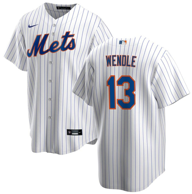 Men's New York Mets #13 Joey Wendle White Cool Base Stitched Baseball Jersey Men's New York Mets #13 Joey Wendle White Cool Base Stitched Baseball Jersey