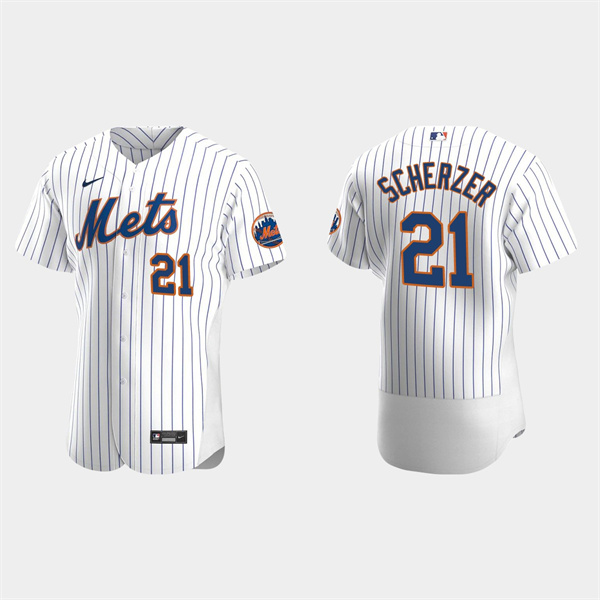 Men's New York Mets #21 Max Scherzer White Flex Base Stitched Jersey Men's New York Mets #21 Max Scherzer White Flex Base Stitched Jersey