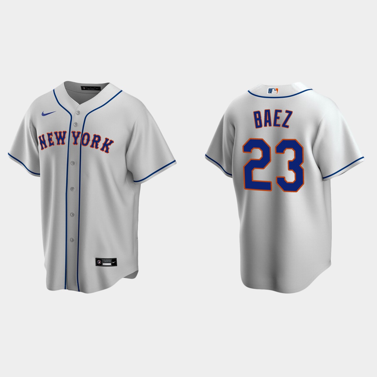 New York Mets #23 Javier Baez Men's Nike Gray Road MLB Jersey New York Mets #23 Javier Baez Men's Nike Gray Road MLB Jersey