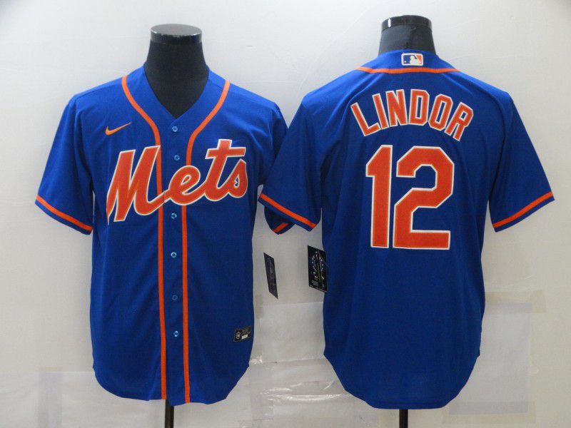 Men's New York Mets #12 Francisco Lindor Blue Stitched MLB Cool Base Nike Jersey Men's New York Mets #12 Francisco Lindor Blue Stitched MLB Cool Base Nike Jersey