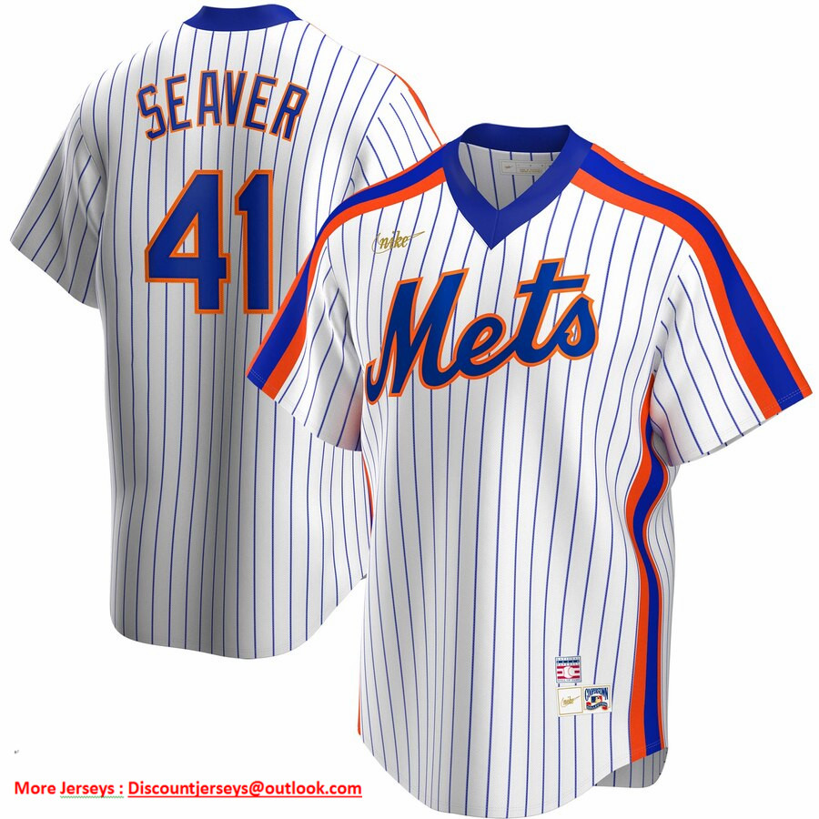 New York Mets #41 Tom Seaver Nike Home Cooperstown Collection Player MLB Jersey White New York Mets #41 Tom Seaver Nike Home Cooperstown Collection Player MLB Jersey White