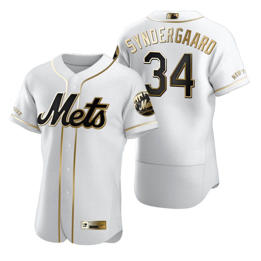 New York Mets #34 Noah Syndergaard White Nike Men's Authentic Golden Edition MLB Jersey New York Mets #34 Noah Syndergaard White Nike Men's Authentic Golden Edition MLB Jersey