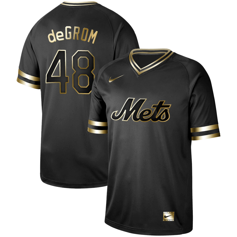 Mets 48 Jacob DeGrom Black Gold Nike Cooperstown Collection Legend V Neck Jersey Mets 48 Jacob DeGrom Black Gold Nike Cooperstown Collection Legend V Neck Jersey