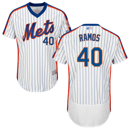 Mets #40 Wilson Ramos White(Blue Strip) Flexbase Authentic Collection Alternate Stitched Baseball Jersey Mets #40 Wilson Ramos White(Blue Strip) Flexbase Authentic Collection Alternate Stitched Baseball Jersey