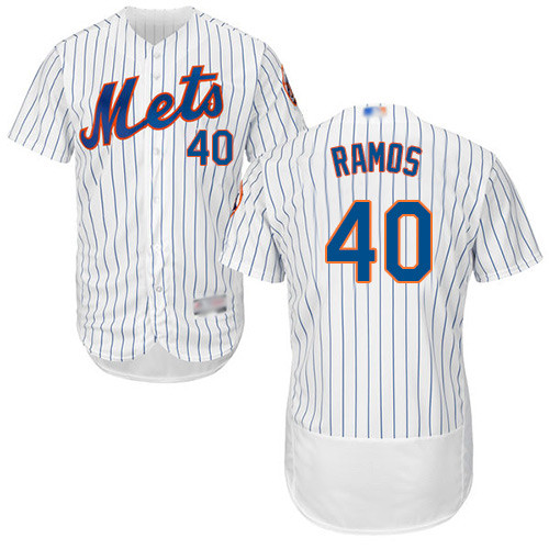 Mets #40 Wilson Ramos White(Blue Strip) Flexbase Authentic Collection Stitched Baseball Jersey Mets #40 Wilson Ramos White(Blue Strip) Flexbase Authentic Collection Stitched Baseball Jersey