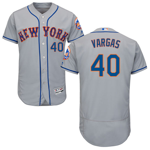 Mets #40 Jason Vargas Grey Flexbase Authentic Collection Stitched Baseball Jersey Mets #40 Jason Vargas Grey Flexbase Authentic Collection Stitched Baseball Jersey