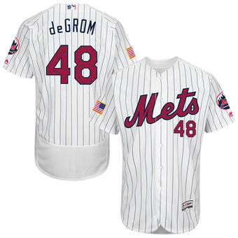 New York Mets Jacob deGrom Majestic Fashion Stars & Stripes FlexBase Player Jersey - White New York Mets Jacob deGrom Majestic Fashion Stars & Stripes FlexBase Player Jersey - White
