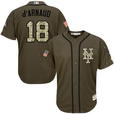 Mets #18 Travis d'Arnaud Green Salute to Service Stitched MLB Jersey Mets #18 Travis d'Arnaud Green Salute to Service Stitched MLB Jersey