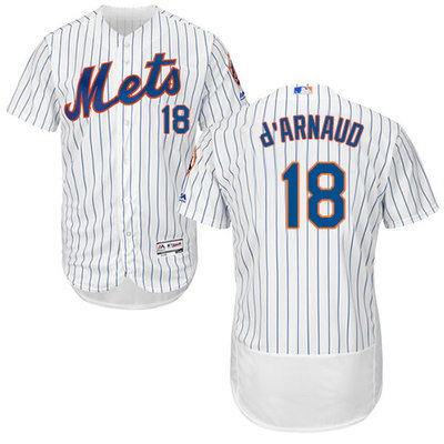 Mets #18 Travis d'Arnaud White(Blue Strip) Flexbase Authentic Collection Stitched MLB Jersey Mets #18 Travis d'Arnaud White(Blue Strip) Flexbase Authentic Collection Stitched MLB Jersey