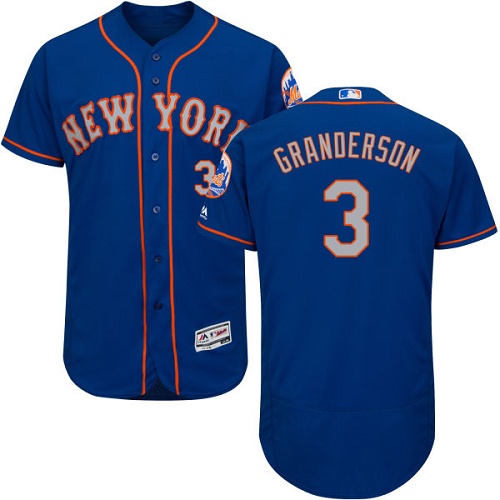 Mets #3 Curtis Granderson Blue(Grey NO.) Flexbase Authentic Collection Stitched MLB Jersey