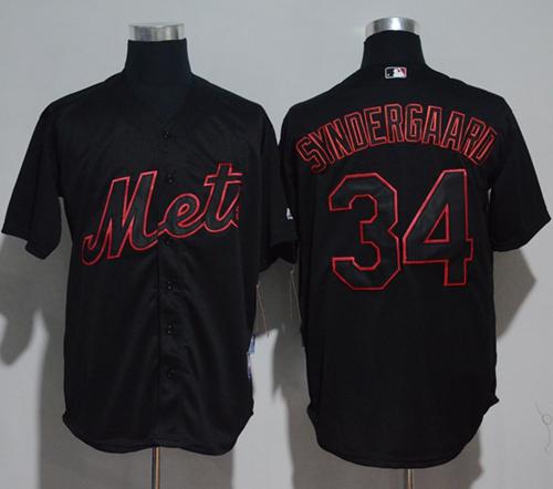 Mets #34 Noah Syndergaard Black Strip Stitched MLB Jersey Mets #34 Noah Syndergaard Black Strip Stitched MLB Jersey