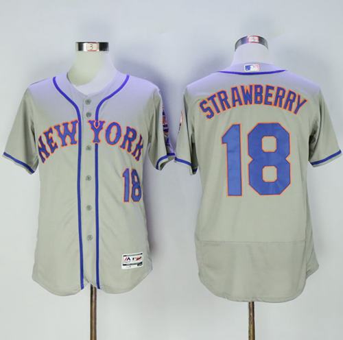 Mets #18 Darryl Strawberry Grey Flexbase Authentic Collection Stitched MLB Jersey Mets #18 Darryl Strawberry Grey Flexbase Authentic Collection Stitched MLB Jersey