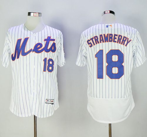 Mets #18 Darryl Strawberry White(Blue Strip) Flexbase Authentic Collection Stitched MLB Jersey Mets #18 Darryl Strawberry White(Blue Strip) Flexbase Authentic Collection Stitched MLB Jersey