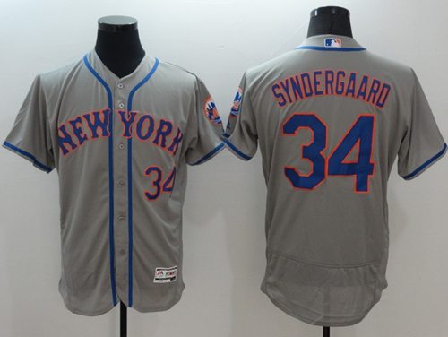 Mets #34 Noah Syndergaard Grey Flexbase Authentic Collection Stitched MLB Jersey Mets #34 Noah Syndergaard Grey Flexbase Authentic Collection Stitched MLB Jersey