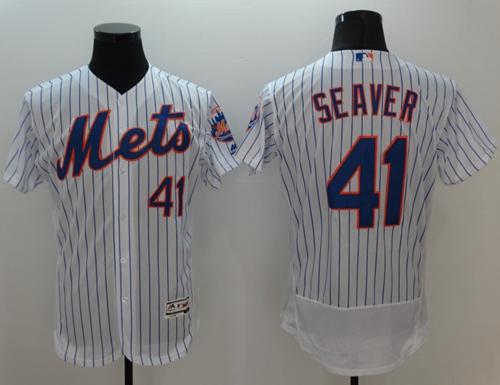 Mets #41 Tom Seaver White(Blue Strip) Flexbase Authentic Collection Stitched MLB Jersey Mets #41 Tom Seaver White(Blue Strip) Flexbase Authentic Collection Stitched MLB Jersey