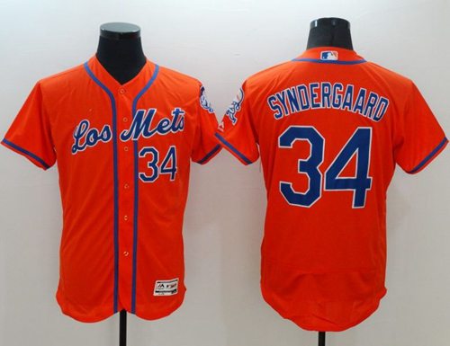Mets #34 Noah Syndergaard Orange Flexbase Authentic Collection Los Mets Stitched MLB Jersey Mets #34 Noah Syndergaard Orange Flexbase Authentic Collection Los Mets Stitched MLB Jersey