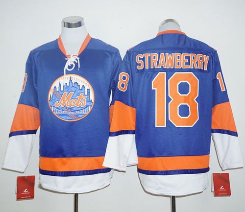 Mets #18 Darryl Strawberry Blue Long Sleeve Stitched MLB Jersey Mets #18 Darryl Strawberry Blue Long Sleeve Stitched MLB Jersey