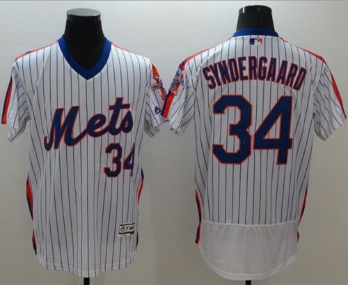 Mets #34 Noah Syndergaard White(Blue Strip) Flexbase Authentic Collection Alternate Stitched MLB Jersey Mets #34 Noah Syndergaard White(Blue Strip) Flexbase Authentic Collection Alternate Stitched MLB Jersey