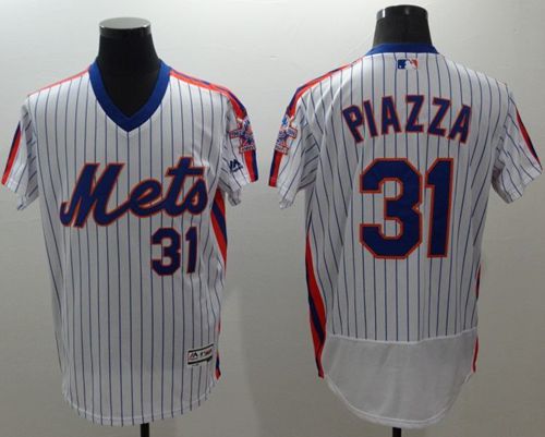 Mets #31 Mike Piazza White(Blue Strip) Flexbase Authentic Collection Alternate Stitched MLB Jersey Mets #31 Mike Piazza White(Blue Strip) Flexbase Authentic Collection Alternate Stitched MLB Jersey