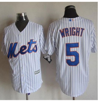 New York Mets #5 David Wright White(Blue Strip) New Cool Base Stitched Baseball Jersey
