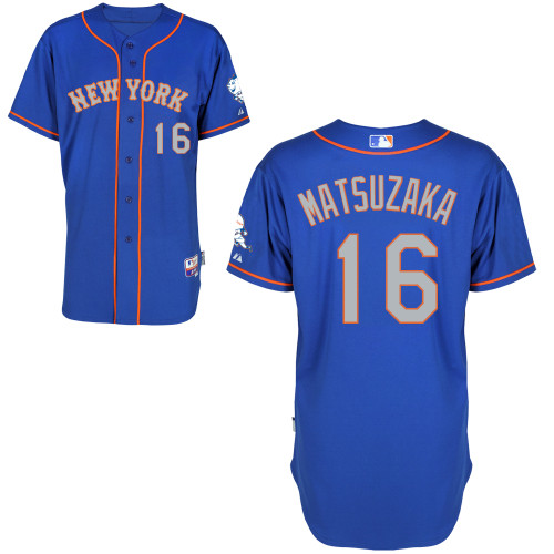New York Mets #16 Matsuzaka Blue Authentic Personalized Alternate Road Jersey New York Mets #16 Matsuzaka Blue Authentic Personalized Alternate Road Jersey