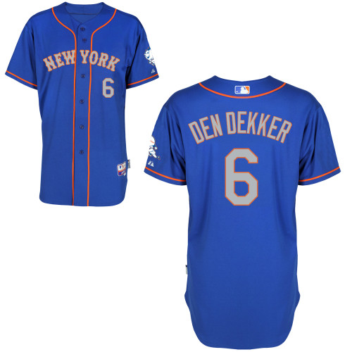 New York Mets #6 Dendekker Blue Authentic Personalized Alternate Road Jersey