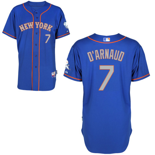 New York Mets #7 D'arnaud Blue Authentic Personalized Alternate Road Jersey New York Mets #7 D'arnaud Blue Authentic Personalized Alternate Road Jersey