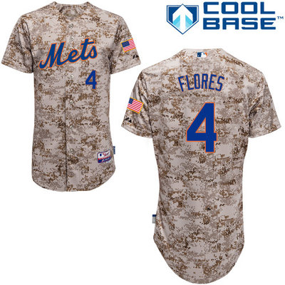 New York Mets #4 Flores Authentic Personalized Alternate Camo Jersey