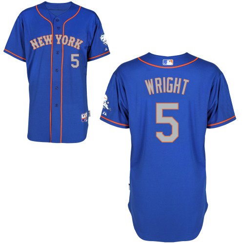 New York Mets #5 Wright Blue Authentic Personalized Alternate Road Jersey