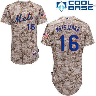 New York Mets #16 Matsuzaka Authentic Personalized Alternate Camo Jersey New York Mets #16 Matsuzaka Authentic Personalized Alternate Camo Jersey
