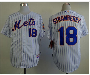 New York Mets #18 Darryl Strawberry White(Blue Strip) Home Cool Base MLB Jersey