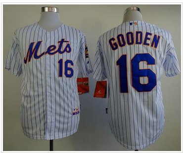 New York Mets #16 Dwight Gooden White(Blue Strip) Home Cool Base MLB Jersey New York Mets #16 Dwight Gooden White(Blue Strip) Home Cool Base MLB Jersey