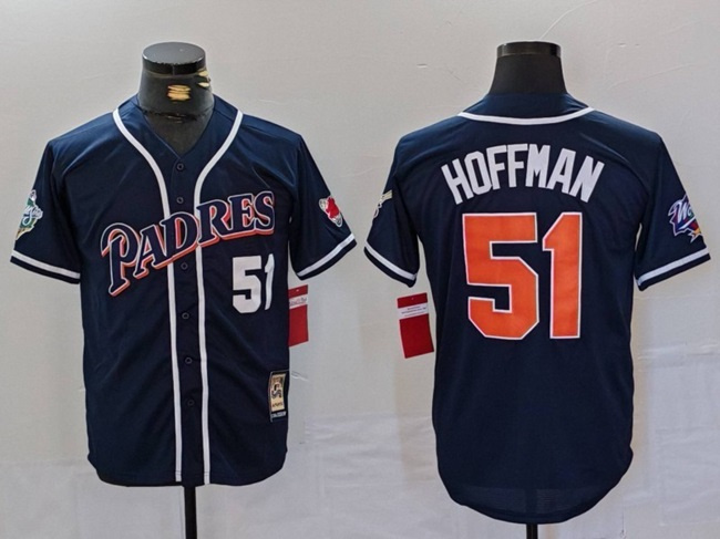 Men's San Diego Padres #51 Trevor Hoffman Navy 1998 World Series Cool Base Stitched Baseball Jersey Men's San Diego Padres #51 Trevor Hoffman Navy 1998 World Series Cool Base Stitched Baseball Jersey