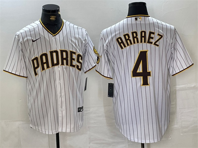 Men's San Diego Padres #4 Luis Arraez White Cool Base Stitched Baseball Jersey Men's San Diego Padres #4 Luis Arraez White Cool Base Stitched Baseball Jersey